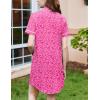 image:imageEkouaer Nightgowns for Women Button Down Sleepshirt Short Sleeve Nightshirt Boyfriend Pajamas V Neck Nightdress SXXXLRose Red Leopard