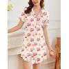 image:imageEkouaer Nightgowns for Women Button Down Sleepshirt Short Sleeve Nightshirt Boyfriend Pajamas V Neck Nightdress SXXXLTeddy  Cherry