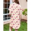 image:imageEkouaer Nightgowns for Women Button Down Sleepshirt Short Sleeve Nightshirt Boyfriend Pajamas V Neck Nightdress SXXXLTeddy  Cherry