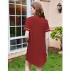 image:imageEkouaer Nightgowns for Women Button Down Sleepshirt Short Sleeve Nightshirt Boyfriend Pajamas V Neck Nightdress SXXXLWine Red