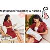image:imageEkouaer Nightgowns for Women Button Down Sleepshirt Short Sleeve Nightshirt Boyfriend Pajamas V Neck Nightdress SXXXLWine Red
