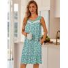 image:imageEkouaer Nightgowns for Women Button Up Sleepshirt Tank Sleeveless Nightshirt Soft Sleepwear with Pockets SXXXLLight Green White Florals