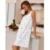 image:imageEkouaer Nightgowns for Women Button Up Sleepshirt Tank Sleeveless Nightshirt Soft Sleepwear with Pockets SXXXLPurple  White Floral