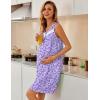 image:imageEkouaer Nightgowns for Women Button Up Sleepshirt Tank Sleeveless Nightshirt Soft Sleepwear with Pockets SXXXLPurple Florals