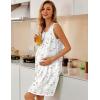 image:imageEkouaer Nightgowns for Women Button Up Sleepshirt Tank Sleeveless Nightshirt Soft Sleepwear with Pockets SXXXLWhite Purple  Pink Florals