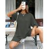 image:imageEkouaer Pajamas 2 Piece Lounge Sets Ribbed Knit Matching Outfits Tshirt Biker Shorts Sleepwear Loungewear SweatsuitsArmy Green
