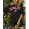 image:imageEkouaer Pajamas 2 Piece Lounge Sets Ribbed Knit Matching Outfits Tshirt Biker Shorts Sleepwear Loungewear SweatsuitsBlack Print