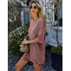 image:imageEkouaer Pajamas 2 Piece Lounge Sets Ribbed Knit Matching Outfits Tshirt Biker Shorts Sleepwear Loungewear SweatsuitsBurgundy