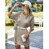 image:imageEkouaer Pajamas 2 Piece Lounge Sets Ribbed Knit Matching Outfits Tshirt Biker Shorts Sleepwear Loungewear SweatsuitsCamel