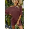 image:imageEkouaer Pajamas 2 Piece Lounge Sets Ribbed Knit Matching Outfits Tshirt Biker Shorts Sleepwear Loungewear SweatsuitsCaramel