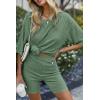 image:imageEkouaer Pajamas 2 Piece Lounge Sets Ribbed Knit Matching Outfits Tshirt Biker Shorts Sleepwear Loungewear SweatsuitsDeep Army Green