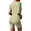 image:imageEkouaer Pajamas 2 Piece Lounge Sets Ribbed Knit Matching Outfits Tshirt Biker Shorts Sleepwear Loungewear SweatsuitsGray Green