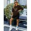 image:imageEkouaer Pajamas 2 Piece Lounge Sets Ribbed Knit Matching Outfits Tshirt Biker Shorts Sleepwear Loungewear SweatsuitsLeopard Heart