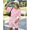 image:imageEkouaer Pajamas 2 Piece Lounge Sets Ribbed Knit Matching Outfits Tshirt Biker Shorts Sleepwear Loungewear SweatsuitsPink Bow