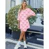 image:imageEkouaer Pajamas 2 Piece Lounge Sets Ribbed Knit Matching Outfits Tshirt Biker Shorts Sleepwear Loungewear SweatsuitsPink Bow