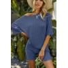 image:imageEkouaer Pajamas 2 Piece Lounge Sets Ribbed Knit Matching Outfits Tshirt Biker Shorts Sleepwear Loungewear SweatsuitsRoyal Blue