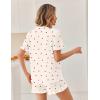 image:imageEkouaer Pajamas Set for Women Button Down Pjs Lounge Sets Ruffle Short Sleeve Sleepwear Cute LoungewearBeige Cherry