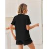 image:imageEkouaer Pajamas Set for Women Button Down Pjs Lounge Sets Ruffle Short Sleeve Sleepwear Cute LoungewearBlack