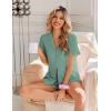 image:imageEkouaer Pajamas Set for Women Button Down Pjs Lounge Sets Ruffle Short Sleeve Sleepwear Cute LoungewearGray Green