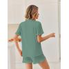 image:imageEkouaer Pajamas Set for Women Button Down Pjs Lounge Sets Ruffle Short Sleeve Sleepwear Cute LoungewearGray Green