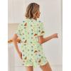 image:imageEkouaer Pajamas Set for Women Button Down Pjs Lounge Sets Ruffle Short Sleeve Sleepwear Cute LoungewearGreen Fruits