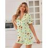 image:imageEkouaer Pajamas Set for Women Button Down Pjs Lounge Sets Ruffle Short Sleeve Sleepwear Cute LoungewearGreen Fruits