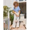 image:imageEkouaer Pajamas Set for Women Button Down Pjs Lounge Sets Ruffle Short Sleeve Sleepwear Cute LoungewearLight Blue