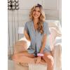 image:imageEkouaer Pajamas Set for Women Button Down Pjs Lounge Sets Ruffle Short Sleeve Sleepwear Cute LoungewearLight Gray