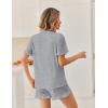 image:imageEkouaer Pajamas Set for Women Button Down Pjs Lounge Sets Ruffle Short Sleeve Sleepwear Cute LoungewearLight Gray