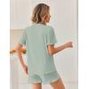 image:imageEkouaer Pajamas Set for Women Button Down Pjs Lounge Sets Ruffle Short Sleeve Sleepwear Cute LoungewearLight Green