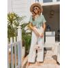 image:imageEkouaer Pajamas Set for Women Button Down Pjs Lounge Sets Ruffle Short Sleeve Sleepwear Cute LoungewearLight Green