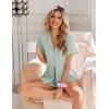 image:imageEkouaer Pajamas Set for Women Button Down Pjs Lounge Sets Ruffle Short Sleeve Sleepwear Cute LoungewearLight Green