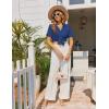image:imageEkouaer Pajamas Set for Women Button Down Pjs Lounge Sets Ruffle Short Sleeve Sleepwear Cute LoungewearNavy