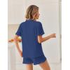 image:imageEkouaer Pajamas Set for Women Button Down Pjs Lounge Sets Ruffle Short Sleeve Sleepwear Cute LoungewearNavy
