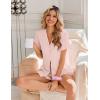 image:imageEkouaer Pajamas Set for Women Button Down Pjs Lounge Sets Ruffle Short Sleeve Sleepwear Cute LoungewearPink