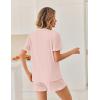 image:imageEkouaer Pajamas Set for Women Button Down Pjs Lounge Sets Ruffle Short Sleeve Sleepwear Cute LoungewearPink