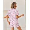 image:imageEkouaer Pajamas Set for Women Button Down Pjs Lounge Sets Ruffle Short Sleeve Sleepwear Cute LoungewearPink Bow