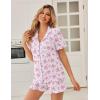 image:imageEkouaer Pajamas Set for Women Button Down Pjs Lounge Sets Ruffle Short Sleeve Sleepwear Cute LoungewearPink Bow