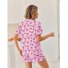 image:imageEkouaer Pajamas Set for Women Button Down Pjs Lounge Sets Ruffle Short Sleeve Sleepwear Cute LoungewearPink Cherry