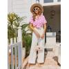 image:imageEkouaer Pajamas Set for Women Button Down Pjs Lounge Sets Ruffle Short Sleeve Sleepwear Cute LoungewearPink With Pink Bow