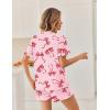 image:imageEkouaer Pajamas Set for Women Button Down Pjs Lounge Sets Ruffle Short Sleeve Sleepwear Cute LoungewearPink With Red Bow