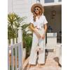 image:imageEkouaer Pajamas Set for Women Button Down Pjs Lounge Sets Ruffle Short Sleeve Sleepwear Cute LoungewearWhite