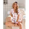 image:imageEkouaer Pajamas Set for Women Button Down Pjs Lounge Sets Ruffle Short Sleeve Sleepwear Cute LoungewearWhite With Red Bow