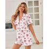image:imageEkouaer Pajamas Set for Women Button Down Pjs Lounge Sets Ruffle Short Sleeve Sleepwear Cute LoungewearWhite With Red Bow