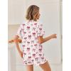 image:imageEkouaer Pajamas Set for Women Button Down Pjs Lounge Sets Ruffle Short Sleeve Sleepwear Cute LoungewearWhite With Red Bow