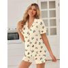image:imageEkouaer Pajamas Set for Women Button Down Pjs Lounge Sets Ruffle Short Sleeve Sleepwear Cute LoungewearYellow Butterfly