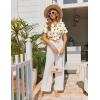 image:imageEkouaer Pajamas Set for Women Button Down Pjs Lounge Sets Ruffle Short Sleeve Sleepwear Cute LoungewearYellow Butterfly