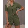 image:imageEkouaer Pajamas Set for Women Short Sleeve Sleepwear Button Down Pjs Soft 2 Piece Lounge Sets XSXXXLArmy Green