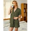 image:imageEkouaer Pajamas Set for Women Short Sleeve Sleepwear Button Down Pjs Soft 2 Piece Lounge Sets XSXXXLArmy Green