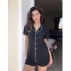 image:imageEkouaer Pajamas Set for Women Short Sleeve Sleepwear Button Down Pjs Soft 2 Piece Lounge Sets XSXXXLBlack